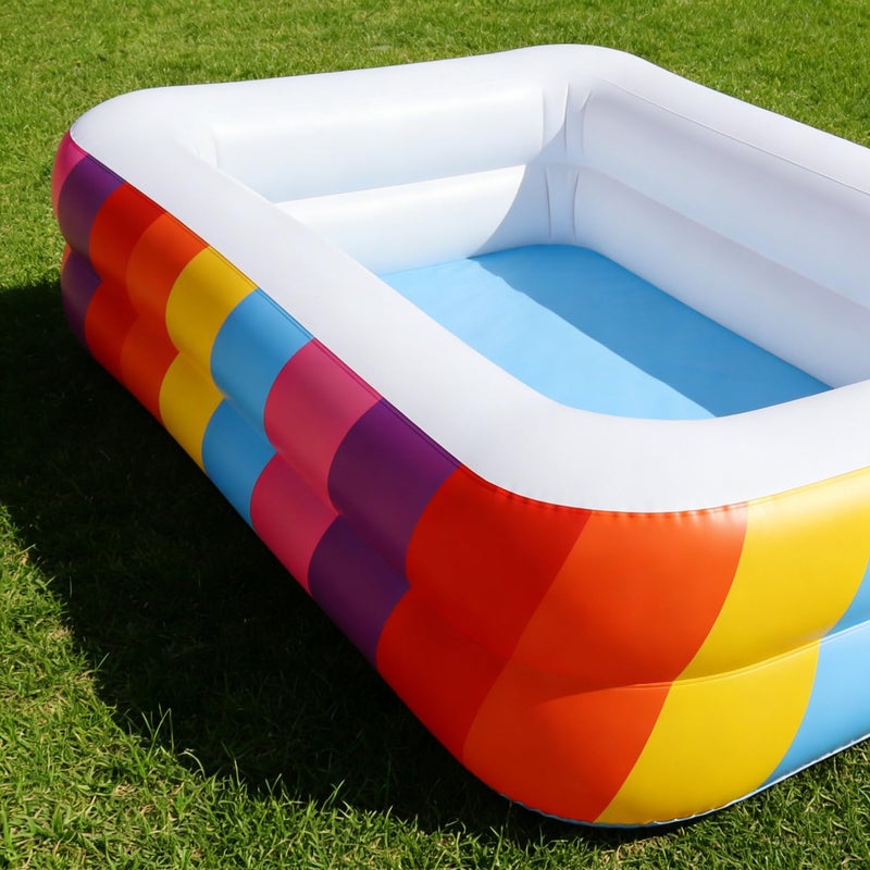 CHICLIST Kids Splash Pool Inflatable 74" Rectangular, Large BPA-Free PVC Kiddie Pool with Drain Plug for Ages 3-12 - Image 3