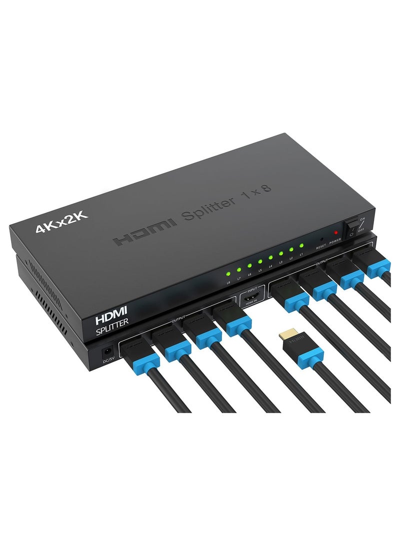 SYOSI 4K 1x8 HDMI Splitter, 4K HDMI Splitter, 1 in 8 Out HDMI Splitter, Multi Monitor Outputs Support 4K Ultra HD & 3D, 8 Port Powered HDMI Splitters, for Commercial Office/PS4/HDTV/Projector (UK Standard)  - Image 1