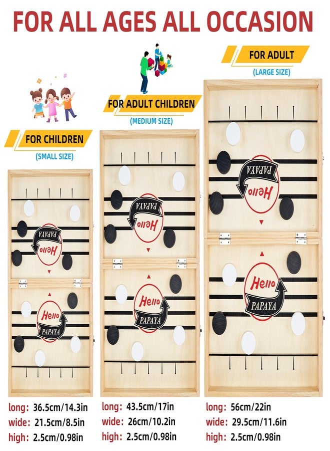 HELLO PAPAYA Foldable Fast Sling Puck Game with Chess Board and Checkers Board, Tic Tac Toe. Wooden Air Hockey Family Night,Table Games Gifts for Adults and Kids - Image 5