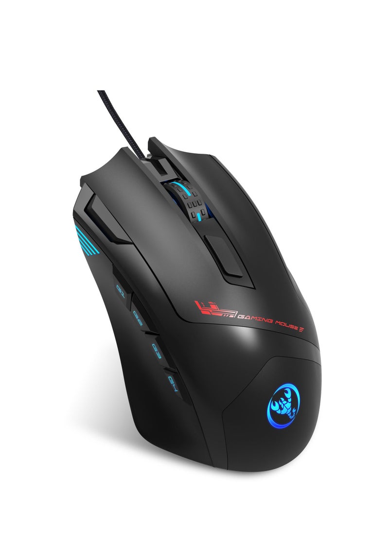 HXSJ - S600 Wired Mouse 9 Button 7200 DPI RGB Backlit Gaming Mice For PC and Computer Gamer - Image 1