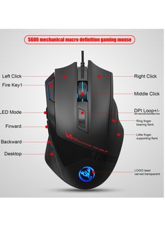 HXSJ S600 Wired Mouse 9 Button 7200 DPI RGB Backlit Gaming Mice For PC and Computer Gamer  - Image 4
