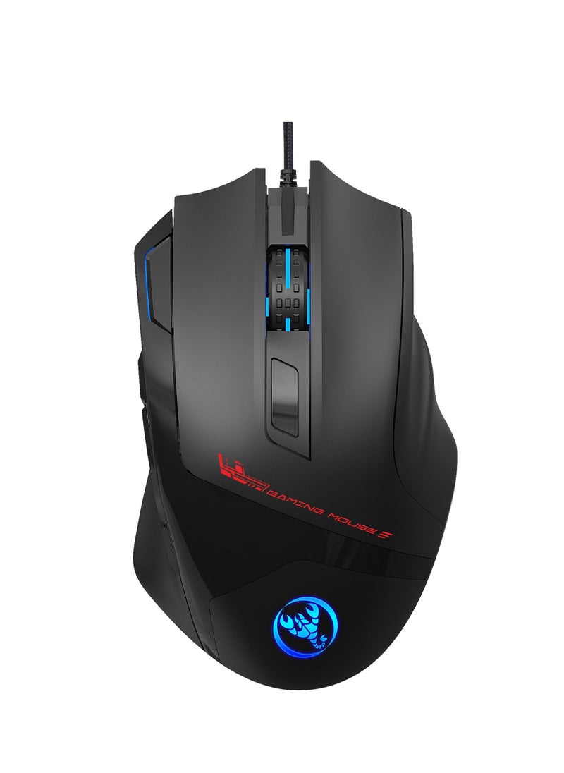 HXSJ - S600 Wired Mouse 9 Button 7200 DPI RGB Backlit Gaming Mice For PC and Computer Gamer - Image 1