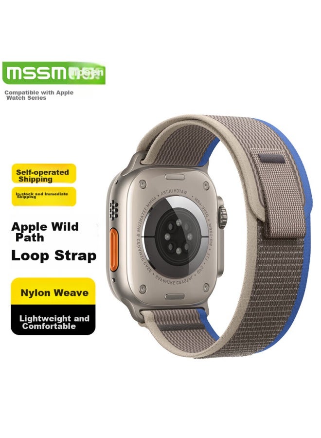 Mssm Nylon Trail Loop Band For Apple Watch, Compatible With Iwatch S11, Apple Watch Ultra3/2/s10/9/se3 Sport Band, Blue With Gray - Image 1
