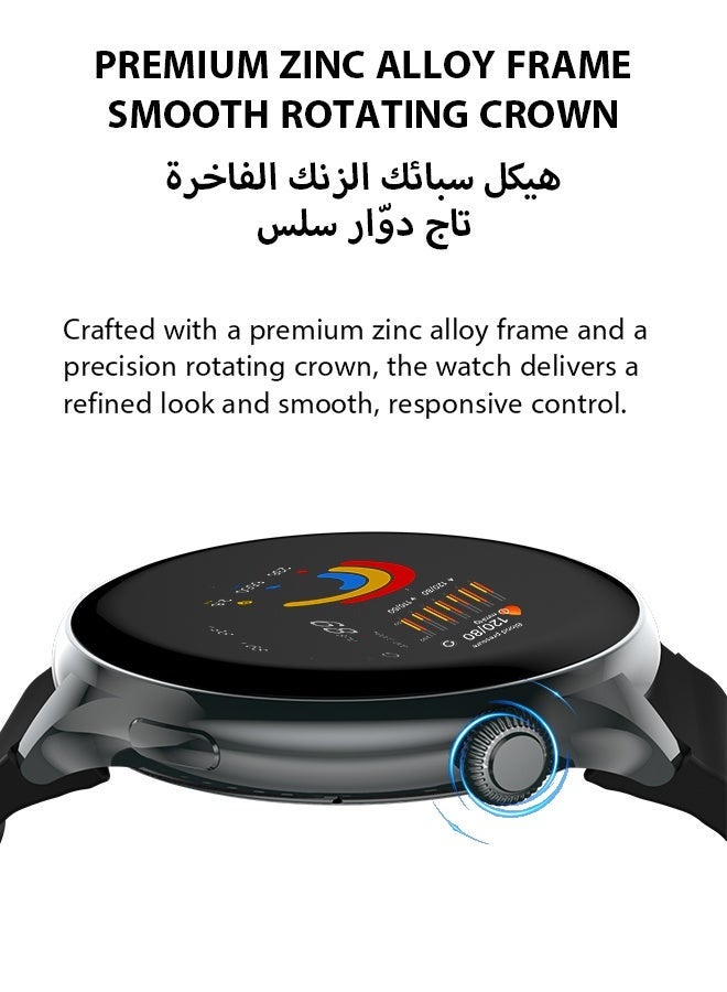 وابيك ساعة ذكية من العلامة الكورية Y5، ساعة أعمال، لياقة بدنية مقاومة للماء، مكالمات بلوتوث، متوافقة مع أندرويد وiOS، ساعة ذكية للرجال، طلاء سبائك الزنك، مراقبة معدل ضربات القلب، باللون الأسود. - Image 4