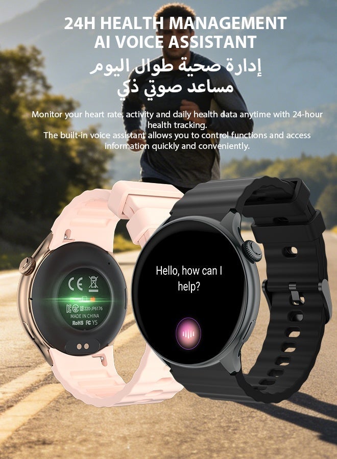 وابيك ساعة ذكية من العلامة الكورية Y5، ساعة أعمال، لياقة بدنية مقاومة للماء، مكالمات بلوتوث، متوافقة مع أندرويد وiOS، ساعة ذكية للرجال، طلاء سبائك الزنك، مراقبة معدل ضربات القلب، باللون الأسود. - Image 5