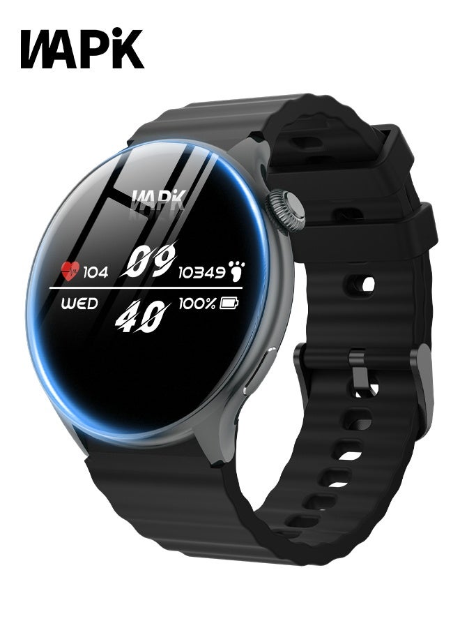 WAPIK Korean Brand Smart Watch Y5,Business Smartwatch, Waterproof Fitness Watch, Bluetooth Calling, Compatible with Android and iOS,Smartwatch For Men, Zinc Alloy Vacuum Plating, Heart Rate Monitoring，Black - Image 1