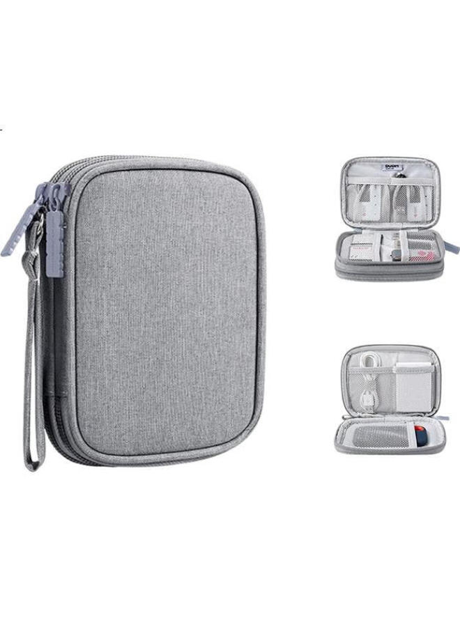 BUBM 2.5-Inch Portable Hard Drive Case Multi-Functional Cable Organizer Usb Flash Drive Phone U Disk Charging Treasure Earphone Protective Case Digital Accessories Storage Bag Gray Double Layer - Image 2