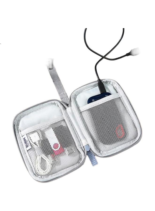 BUBM 2.5-Inch Portable Hard Drive Case Multi-Functional Cable Organizer Usb Flash Drive Phone U Disk Charging Treasure Earphone Protective Case Digital Accessories Storage Bag Gray Double Layer - Image 3