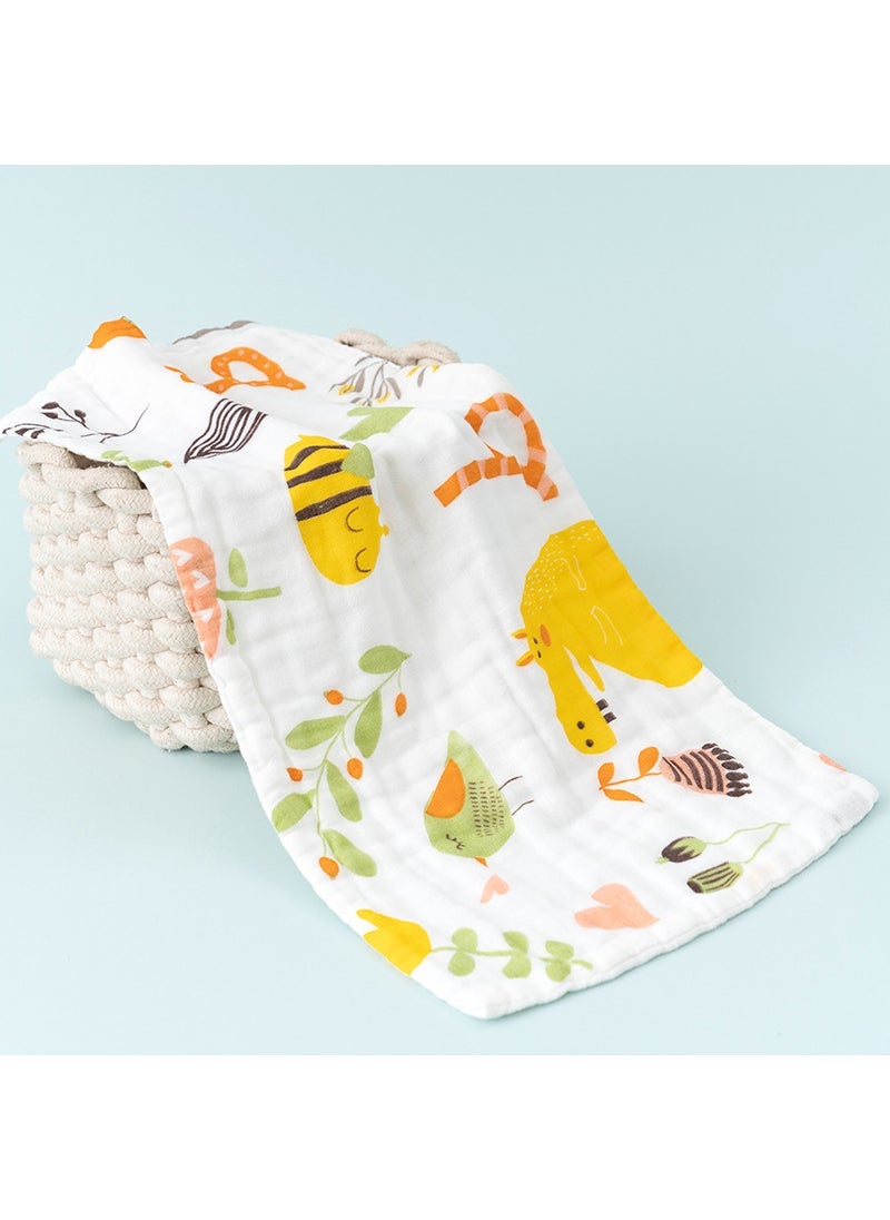 1 x 5 pcs 6-Layer Cotton Soft Baby Towels for Gentle Wash Animals of Libya