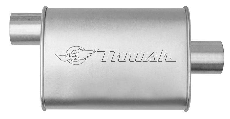 Thrush Muffler Mellow Performance Tone Inlet 3 Pipe Connection Offset Outlet 3 Center - Image 1