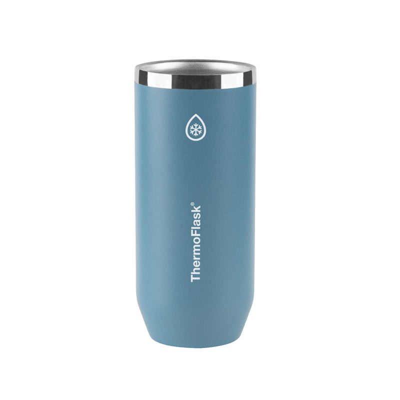 ThermoFlask Slim Can Cooler 2in1 Insulated Can Cooler Cup Durable Stainless Steel Cooler with NonSlip Base DishwasherSafe Beverage Can Cooler 12 oz Dusty Blue