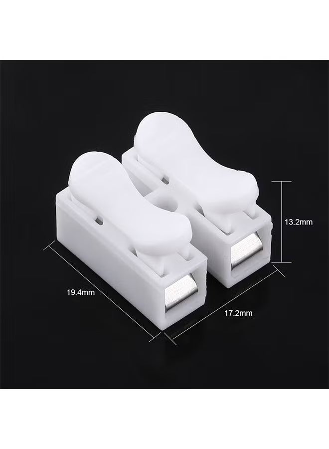 100Pcs Push Quick Wire Cable Connector - 10A 220V 2 Pin Push-in Spring Loaded Electrical Connector for Lighting, Electrical Wiring & Automotive Electricity - Image 2