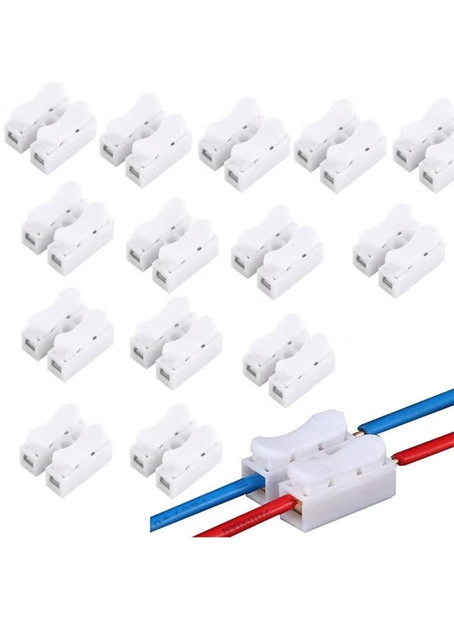 100Pcs Push Quick Wire Cable Connector - 10A 220V 2 Pin Push-in Spring Loaded Electrical Connector for Lighting, Electrical Wiring & Automotive Electricity - Image 1