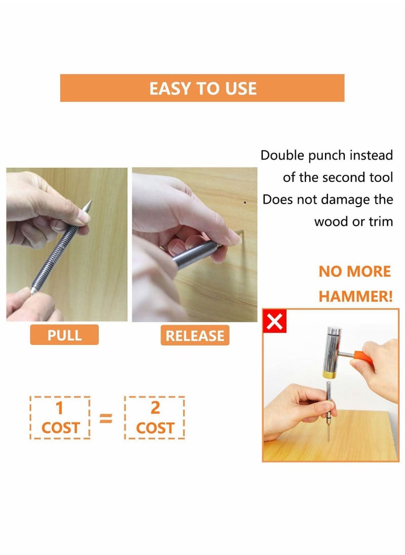 Y&D - Dual Head Nail Setter and Hinge Pin Tool Punch Set, 2 Pcs Spring Set 1/32″ 1/16″ Center Hammerless 3500 PSI Striking Force Door Removal - Image 1