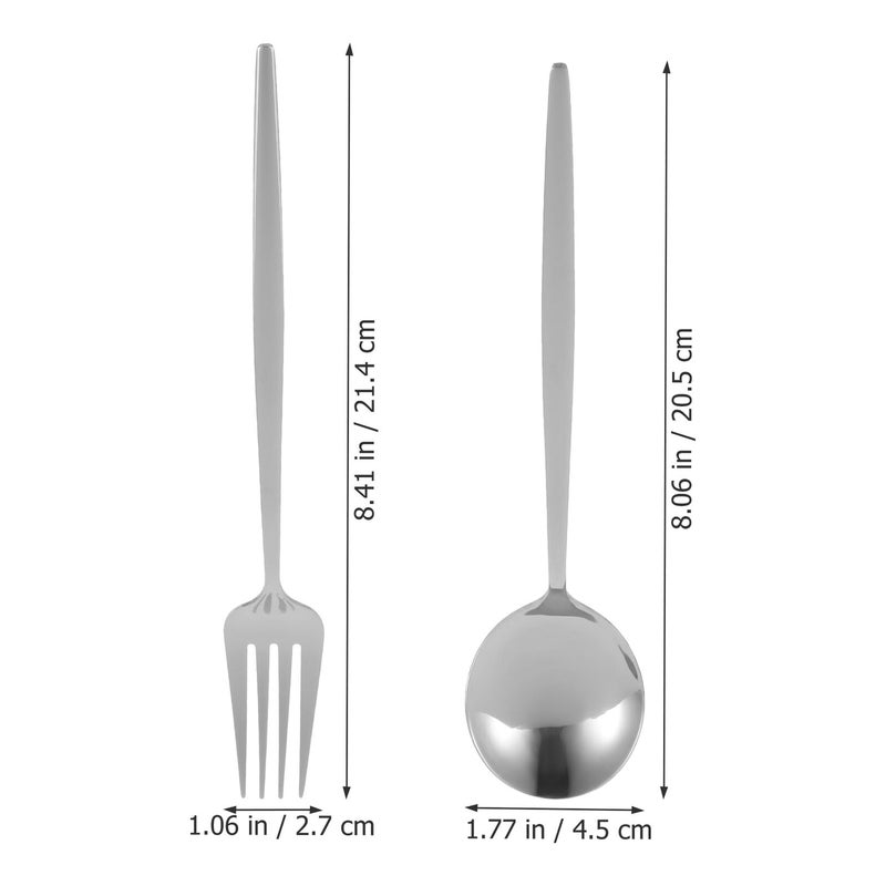 Stainless Steel Flatware Set Fork and Spoon Silver Cutlery for Home Travel Dining - Image 3