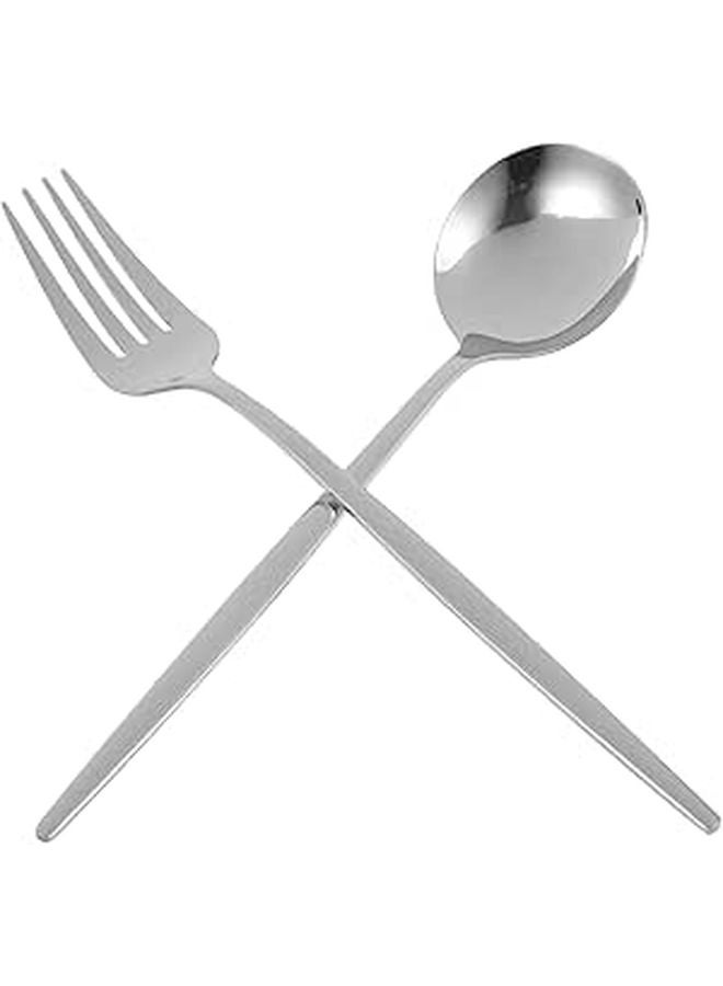 Stainless Steel Flatware Set Fork and Spoon Silver Cutlery for Home Travel Dining - Image 1