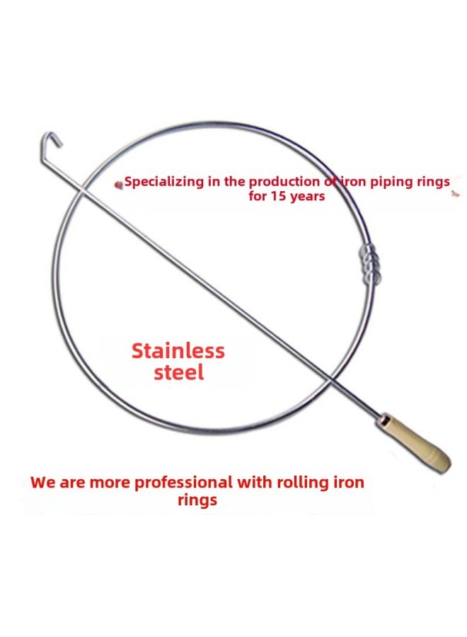Direct Roll Iron Ring Solid Push Iron Ring Folk Sports Nostalgia Roll Iron Ring Children Adult Fitness Ring-Color:Wooden Handle Diameter 38cm Thin  - Image 2