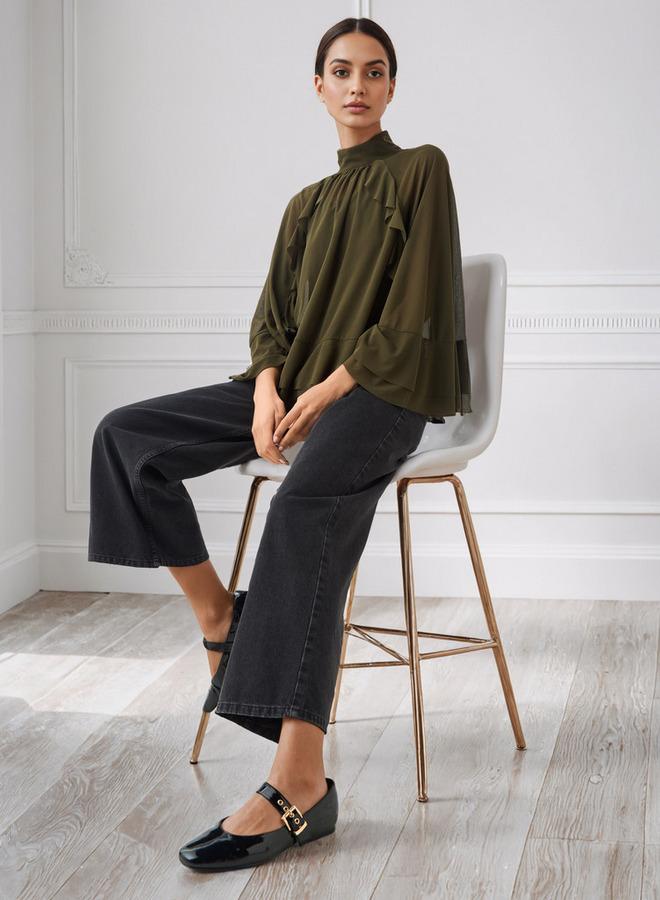 ايكونيك بلوزة كاب بأكتاف مكشكشة أيقونية - Image 2