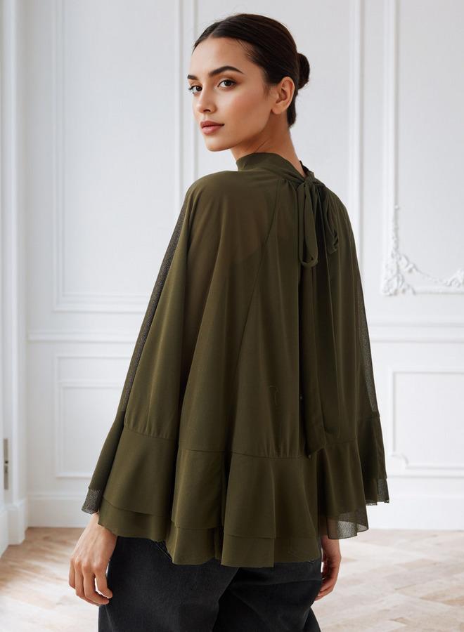 ايكونيك بلوزة كاب بأكتاف مكشكشة أيقونية - Image 3