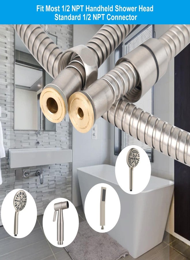 Hibbent All Metal Shower Hose, 90 Inch Stainless Steel Extra Long Bathroom Shower Hose Replacement, Anti-Twist Flexible Handheld Shower Head Hose Extension with Brass Insert & Nut, Brushed Nickel - Image 2