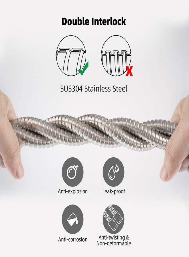 Hibbent All Metal Shower Hose, 90 Inch Stainless Steel Extra Long Bathroom Shower Hose Replacement, Anti-Twist Flexible Handheld Shower Head Hose Extension with Brass Insert & Nut, Brushed Nickel - Image 4