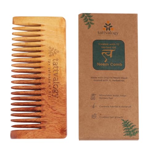 Tattvalogy Wide Toothed Raw Neem Comb |Kaachi Neem Wooden Comb for Blood Circulation & Hair Growth | avoid Hair Pulling, Static Electricity, Itchy Scalp & Oil Build-Up - Image 2
