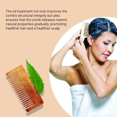 Tattvalogy Wide Toothed Raw Neem Comb |Kaachi Neem Wooden Comb for Blood Circulation & Hair Growth | avoid Hair Pulling, Static Electricity, Itchy Scalp & Oil Build-Up - Image 5