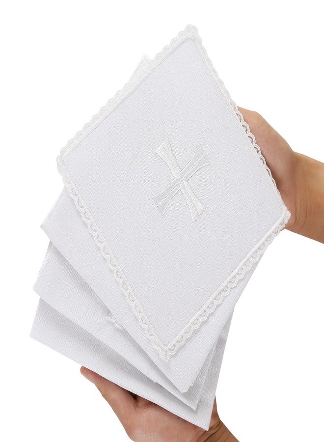 TALPGOD 4 Pack Altar Supplies Linen Corporal for Churches Sets (Pall,Corporal,Purificator,Towel) White Linen Altar Cloth Silver Cross Embroidery,Mass Kit Catholic for Priest - Image 5