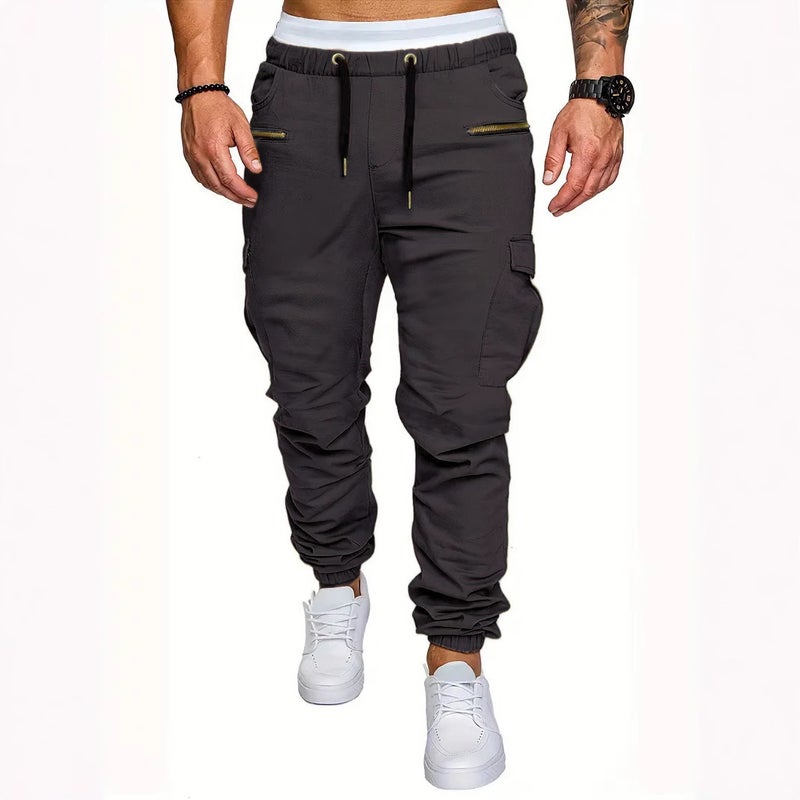 Men's Casual Cargo Pants Multi-Pocket Harem Joggers - Image 1