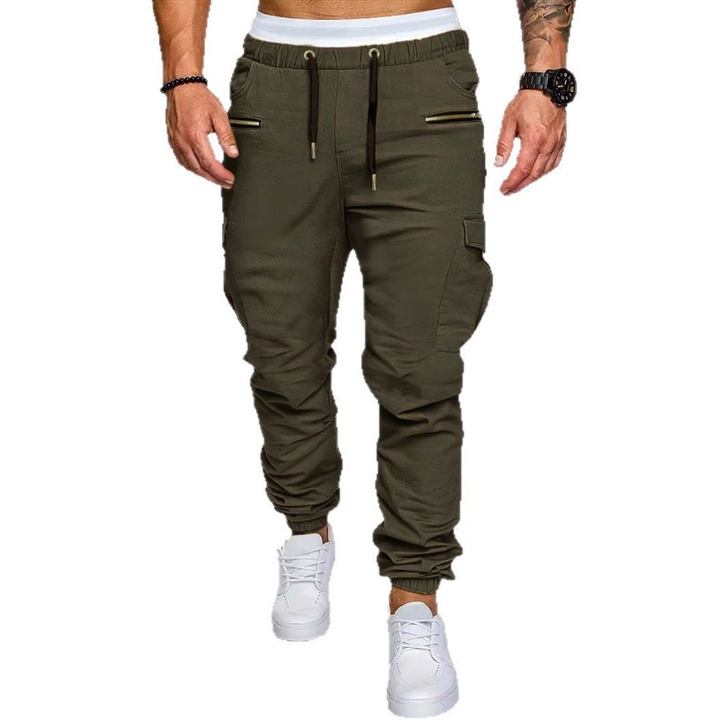 Men's Casual Cargo Pants Multi-Pocket Harem Joggers - Image 5