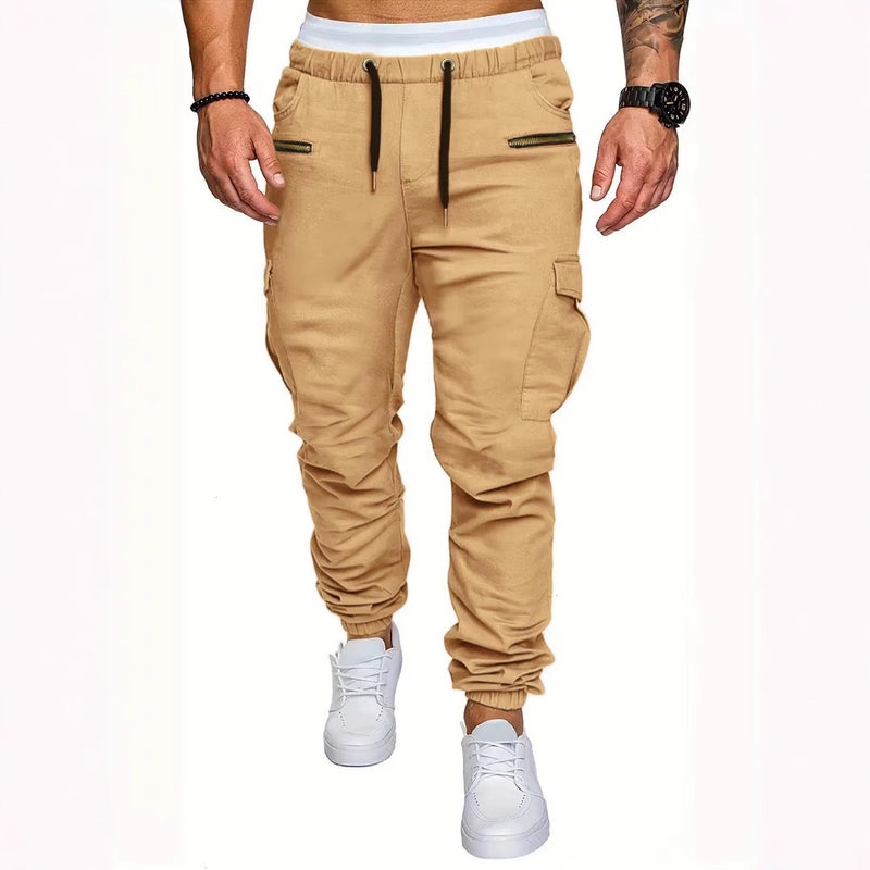 Men's Casual Cargo Pants Multi-Pocket Harem Joggers - Image 4