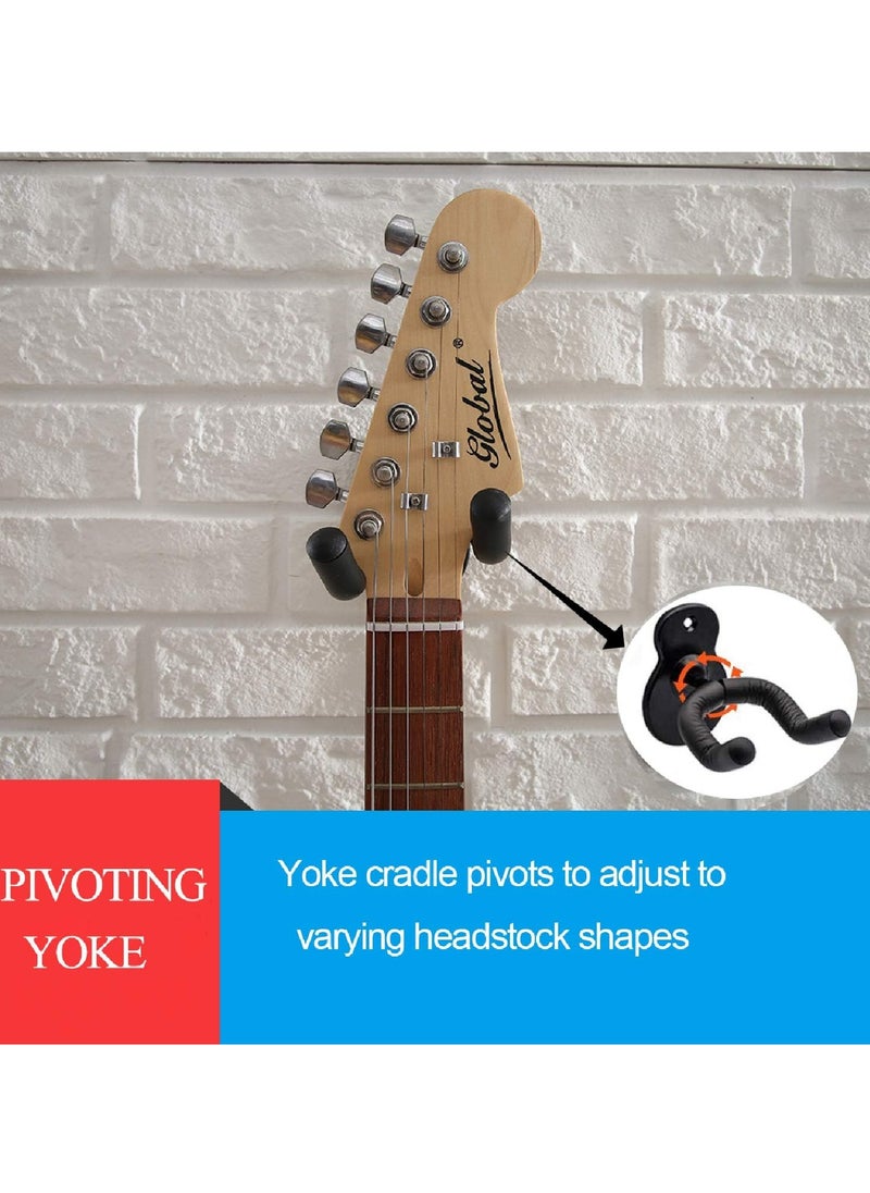 Gonice - Guitar Hanger Guitar Wall Mount Holder Hook Stand, String Instruments Wall Hangers Stands Holders Hooks for Acoustic Electric Bass Classical Ukulele Guitars-Black - Image 1