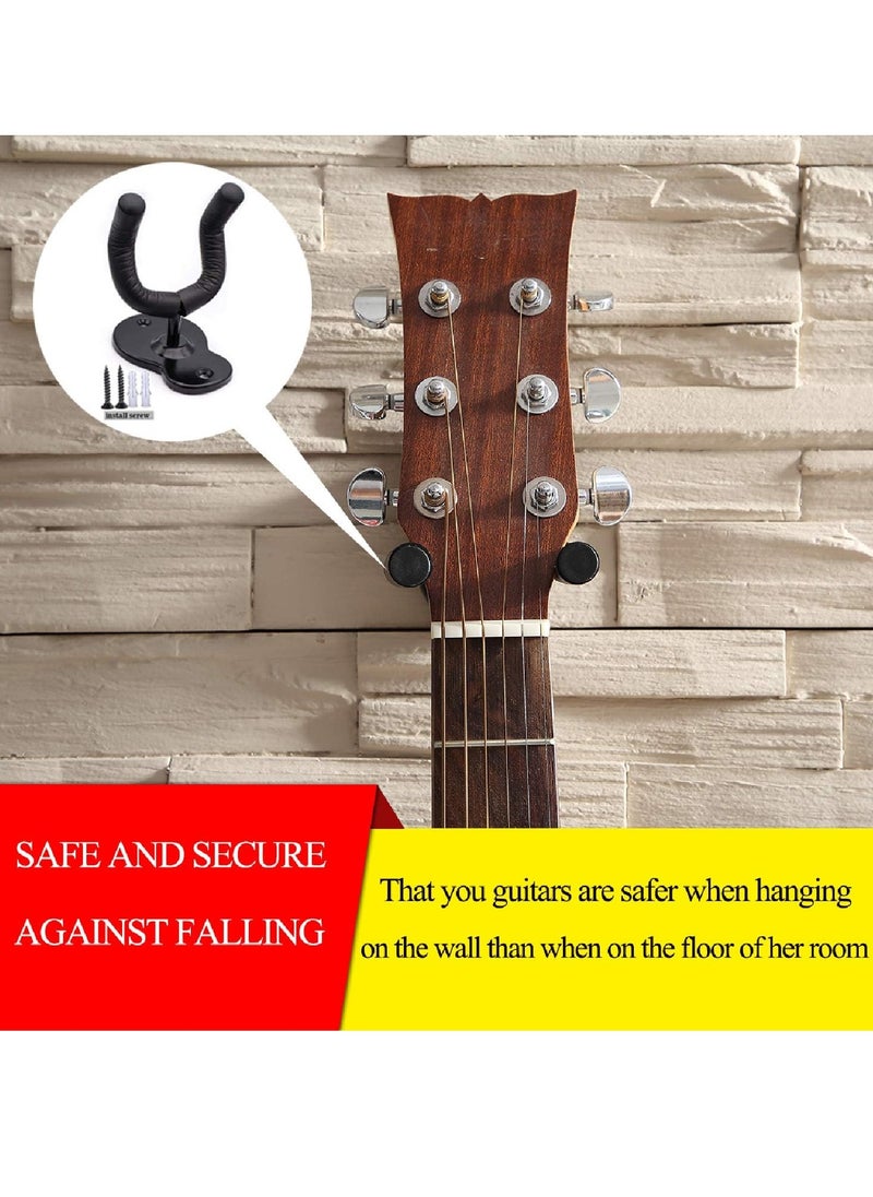 Gonice - Guitar Hanger Guitar Wall Mount Holder Hook Stand, String Instruments Wall Hangers Stands Holders Hooks for Acoustic Electric Bass Classical Ukulele Guitars-Black - Image 1