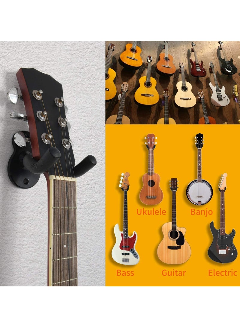 Gonice - Guitar Hanger Guitar Wall Mount Holder Hook Stand, String Instruments Wall Hangers Stands Holders Hooks for Acoustic Electric Bass Classical Ukulele Guitars-Black - Image 1