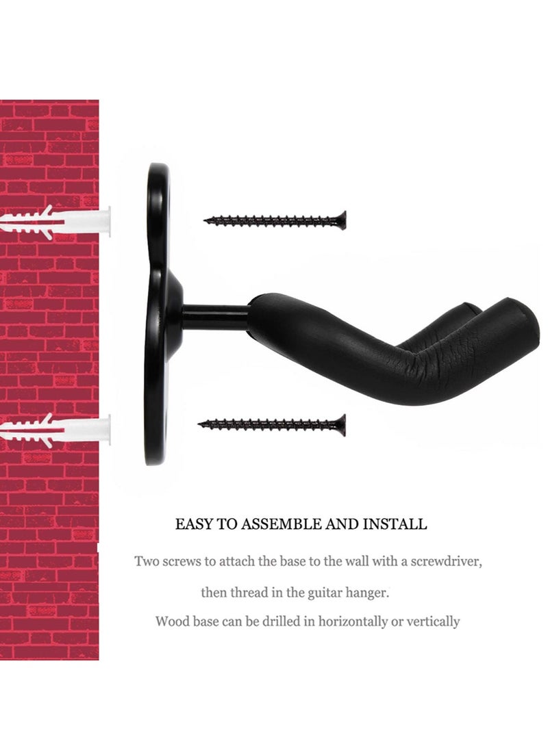 Gonice - Guitar Hanger Guitar Wall Mount Holder Hook Stand, String Instruments Wall Hangers Stands Holders Hooks for Acoustic Electric Bass Classical Ukulele Guitars-Black - Image 1