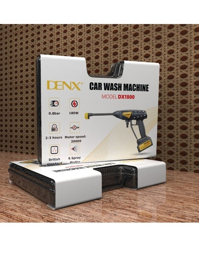 دينكس غسالة كهربائية لاسلكية عالية الضغط، مضخة ضغط محمولة لغسالة السيارات، ضغط ماء قوي، عمر بطارية طويل، فوهة رش بستة أوضاع، زجاجة صابون، أنبوب ماء طويل، استخدامات متعددة | ١٨٠ واط | DX ١٨٠٠ - Image 5