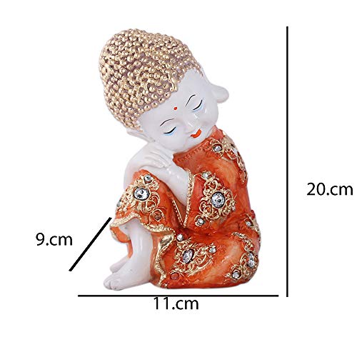 Mariner's Creation Resin, Marble Baby Buddha Statues Showpiece (Orange, 11x11x20 cm) - Image 5
