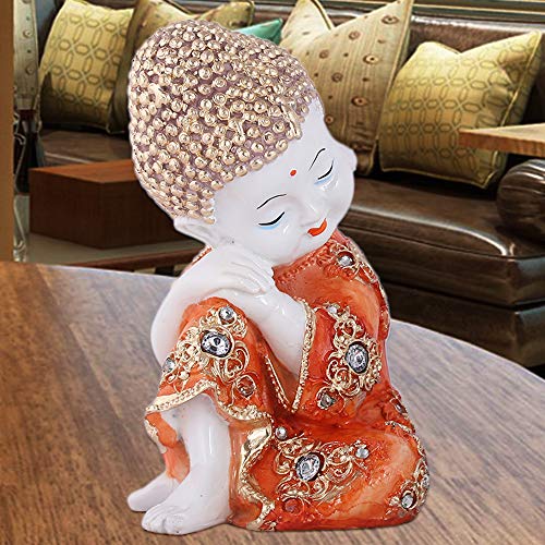 Mariner's Creation Resin, Marble Baby Buddha Statues Showpiece (Orange, 11x11x20 cm) - Image 2