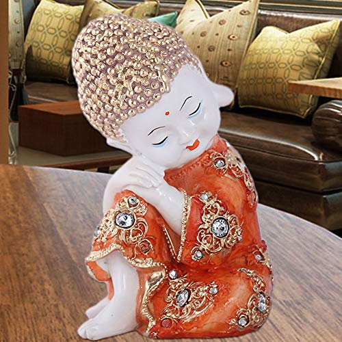 Mariner's Creation Resin, Marble Baby Buddha Statues Showpiece (Orange, 11x11x20 cm) - Image 1