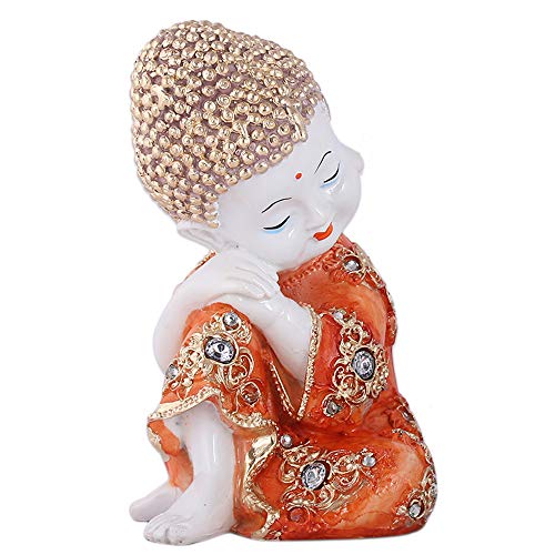 Mariner's Creation Resin, Marble Baby Buddha Statues Showpiece (Orange, 11x11x20 cm) - Image 4