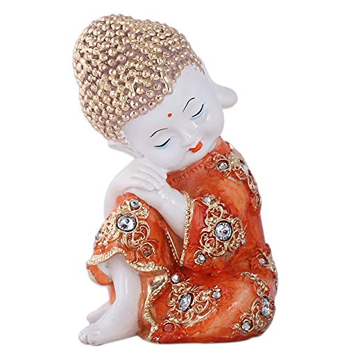 Mariner's Creation Resin, Marble Baby Buddha Statues Showpiece (Orange, 11x11x20 cm) - Image 3