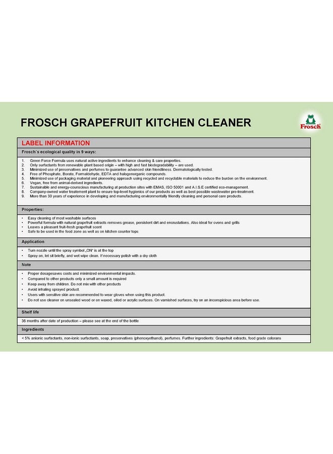 Frosch Kitchen Cleaner - 500 ml (Grapefruit) - Image 3