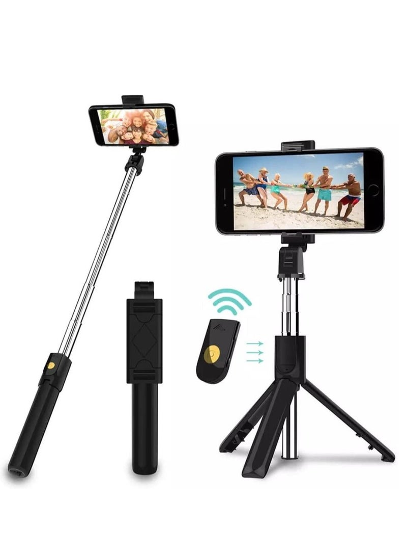 ELTRAZONE عصا سيلفي ثلاثية القوائم، عصا سيلفي قابلة للتمديد 3 في 1 مع حامل هاتف عن بُعد لاسلكي متوافق مع الهواتف الذكية التي تعمل بنظام أندرويد وآيفون - Image 1