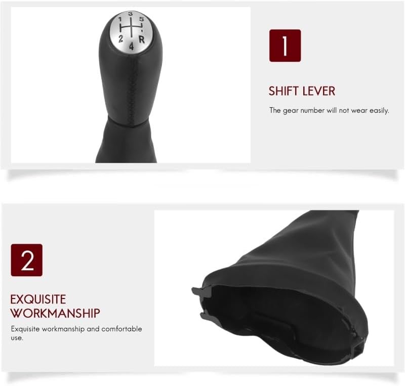 QASULER 5 Speed Manual Gear Shift Knob with Boot Cover - Image 5