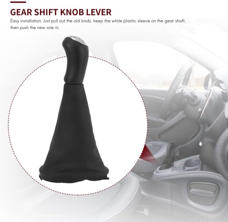 QASULER 5 Speed Manual Gear Shift Knob with Boot Cover - Image 2