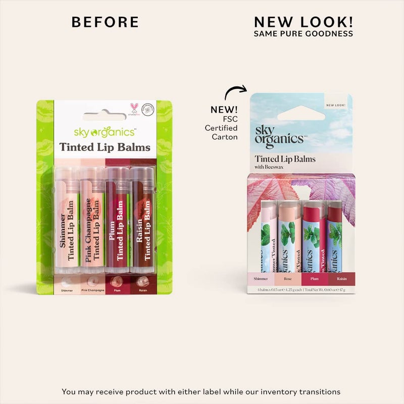 Sky Organics Sky Organics Tinted Lip Balms with Beeswax and a Rich Nourishing Blend of Plant Oils, Moisturizing Lip Balm to Lock In Moisture and Add A Sheer Wash Of Color & Shine , Four Assorted Flavors, 4pk. - Image 3