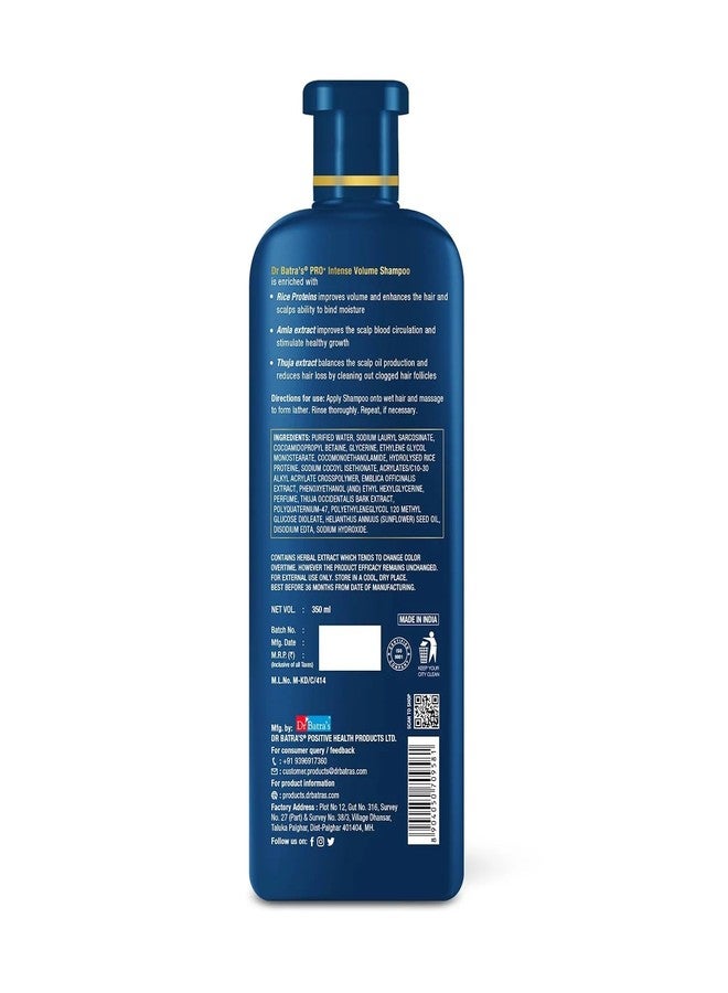 Dr Batra's Dr. Batra's Shampoo Pro+ Intense Volume Shampoo with Rice Protein & Amla – Strengthens Hair & Adds Natural Volume | For Fuller, Thicker & Healthier Hair | Gentle Daily Hair Cleanser | 350 ml - Image 2
