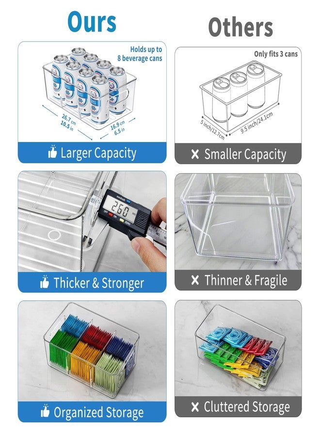 Mpotmiy Pantry Organizers and Storage Bins, 8 Pack Clear Plastic Storage Bins with Divider - Kitchen organizer, Fridge organizer, Cabinet organizer, Snack Organizer, Drawer Organizer - Image 2