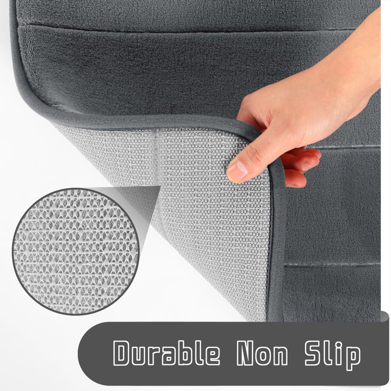 Yimobra Large Bath Mat Set  Soft 2 Pieces Memory Foam Bathroom Rugs  Water Absorption  Non Slip   Thick  Dry Fast for Bathroom Floor Mats  44.1 x 24 + 24 x 17 Inch  Dark Gray - Image 5