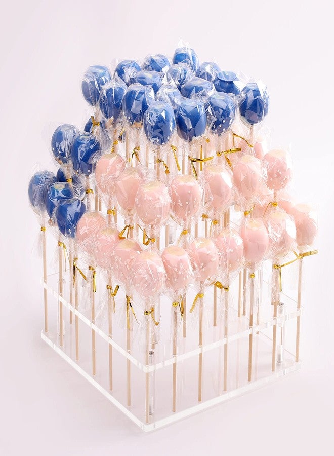 Goabroa Cake Pop Stand, 56 Holes 3 Tier Clear Acrylic Lollipop Holder, Cake Pop Holder Stand for Birthday Shower Decorations Weddings Parties Anniversaries Dessert Display - Image 1